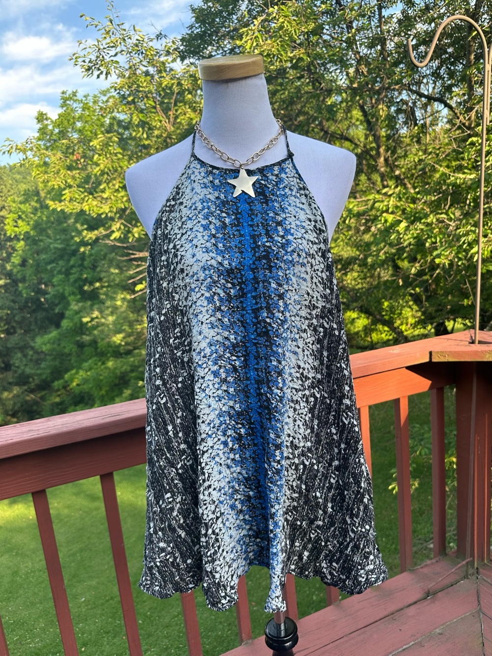 Free People Halter Swing Cami in Blue, Black and White Snake